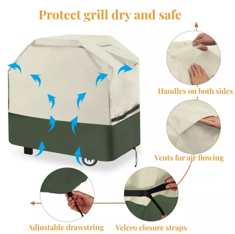 High Quality BBQ Grill Cover 600D Oxford Materials Waterproof UV Resistant BBQ Cover Outdoor Waterproof