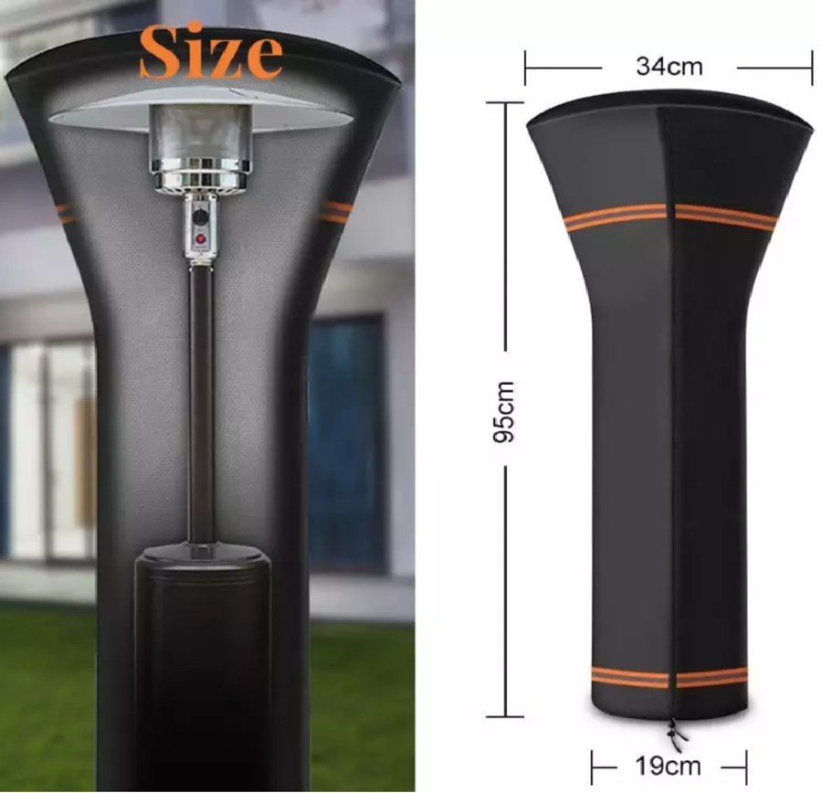 Outdoor Heater Cover Waterproof UV Protection Windproof Durable 210D Oxford Fabric Patio Garden Heater Cover