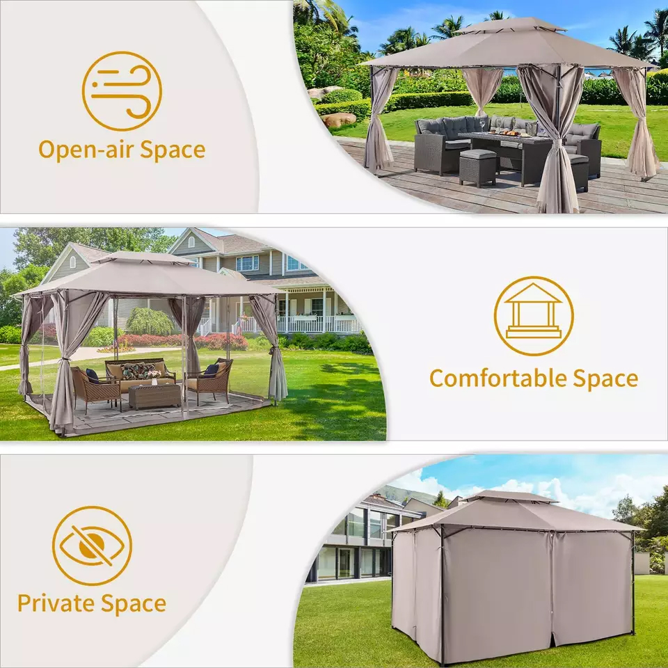 Gazebo patio gazebo canopy cover, waterproof and UV resistant, outdoor patio replacement canopy