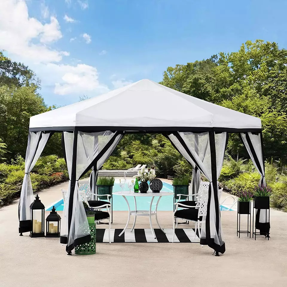 Gazebo patio waterproof canopy replacement cover, striped Oxford cloth, outdoor garden replacement canopy.