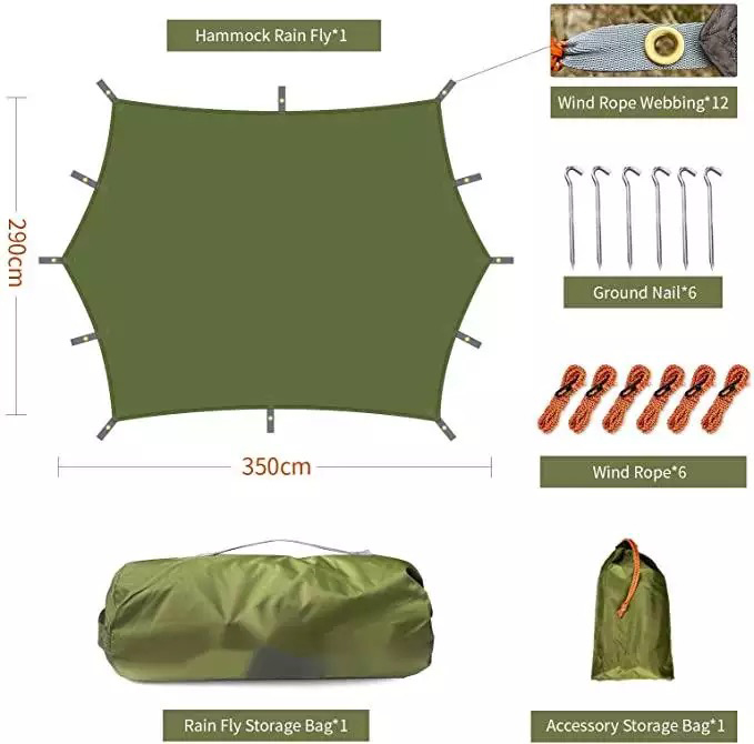 Factory price 210T Polyester Ripstop rainfly hexagon camping tarp tent Shelter outdoor