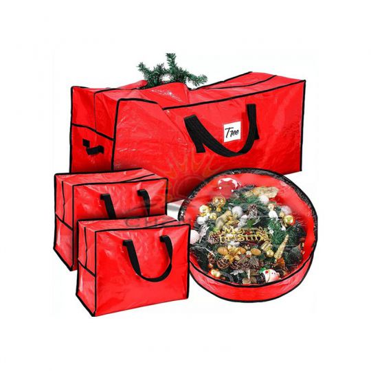 4 Pcs Christmas tree Storage bag Includes Christmas gift bag for Christmas decoration, Wreath bag, 2 Christmas bag